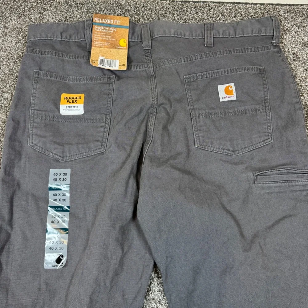Carhartt Rugged‎ Flex Canvas Five-Pocket Jean 102517-039 Shadow Gray 40x30 Mens